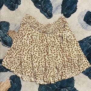 Dress Forum Floral A-Line Skirt - Cream and Brown